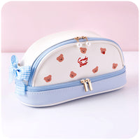 Girl heart cute pencil case simple large capacity multifunctional double layer student stationery cute school supplies