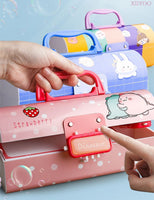 New Cute Three Layers Password lock Pencil Case Large Capacity Multi-function Stationery Box For School Students Art Supplies