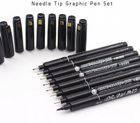 Know 9 Pcs/set Needle Tip Graphic Drawing Pen Water-based Waterproof Pigment Ink Micron Liner Marker Sketching pen