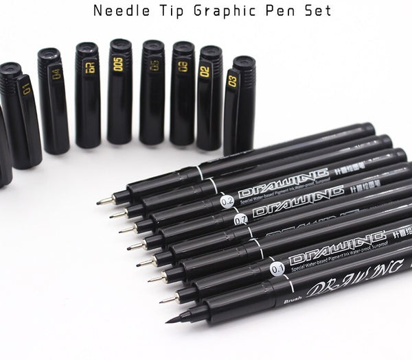 Know 9 Pcs/set Needle Tip Graphic Drawing Pen Water-based Waterproof –  AOOKMIYA