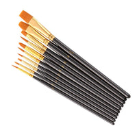 10PCS Artists Paint Brush Set Round Pointed Tip Nylon Hair Paint Brush Short Rod Oil Acrylic Brush Watercolor Pen Art Supplies