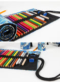 New 36/48/72Holes Pencil Bag Canvas Wrap Roll Up Pencil Case Student Stationery Supplies Pen Storage Bag Gift