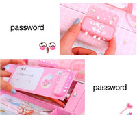 Multi-function Pencil Case 3 Layer Pen Box Large Capacity Pencilcase Stationery Box for Girls Password Lock School Supplies