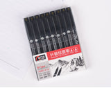 9Pcs/Set Needles Fine liner Brush Pen Sketch Drawing Fiber Pen For Designer Architect Artist Comics office waterpfoof