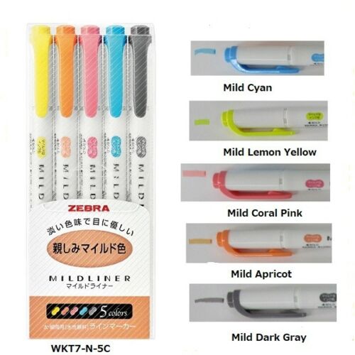 Zebra Mildliner Double-Ended Highlighter 5-Pack - Yellow Set