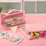 Korea Transparent Pencil Bag Pencil Case Multifunction Pencilcase Cosmetic Bag For kid Pen Box Tools Storage School Supplies