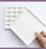 High quality Ceramic watercolor palette rectangular multi-grid white porcelain palette art supplies paint palette with lid