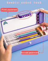 New Cute Three Layers Password lock Pencil Case Large Capacity Multi-function Stationery Box For School Students Art Supplies