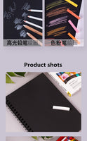 A4 black card notebook spiral wrap can tear DIY blank black paper hand-painted color lead sketchbook 80 pages of art supplies