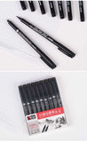 KNOW 9Pcs/Set Black Pigment Liner Neelde Water-proof Drawing Pen Pigma Micron Sunproof Marker for Sketch Drawing