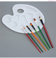 1pcs Plastic Palette Add 6 paint brush pen Art Paint Plastic Drawing Tray Color Palette for Oil Watercolour Painting Pallet