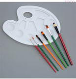 1pcs Plastic Palette Add 6 paint brush pen Art Paint Plastic Drawing Tray Color Palette for Oil Watercolour Painting Pallet