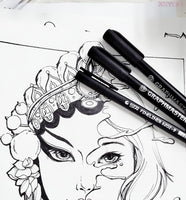 GM4010 Pigment Liner Micron Water-based ink Brush Markers Neelde Water-proof Black Sketching for Art Manga Drawing