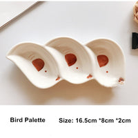 Ceramic creative color palette pen holder bird-shaped wash pen bowl display stand craft ornaments painting art supplies