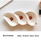 Ceramic creative color palette pen holder bird-shaped wash pen bowl display stand craft ornaments painting art supplies