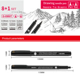 9Pcs/Set Needles Fine liner Brush Pen Sketch Drawing Fiber Pen For Designer Architect Artist Comics office waterpfoof