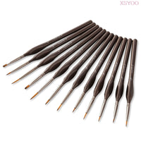 Professional 12pcs Miniature Detail Paint Brush Set Micro Fine Brushes Tiny Detailing Model Rock Acrylic Watercolor Oil Painting