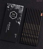 NYONI 10pcs set Black High quality Soft Medium Hard Black Sketch Charcoal Drawing Pencil for School Staionery Art Supplies