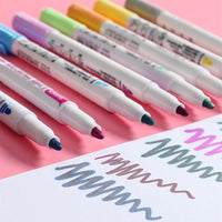 8 Colors/Set Double Line Outline Pen Student Highlighter Creative Silver Shiny Glow Pen for Gift Card Writing Drawing Stationery