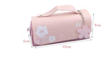 Korea Cherry blossoms PU Leather Student Pencil Case Double Zipper Large Capacity School Handy Female Bag Stationery Pencil Bag