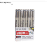 KNOW 8Pcs/Lot Pigma Micron Sketch Marker Pen Black Pigment Liner Neelde Drawing Pen For Drawing Sketching Writing Hook Art Pen