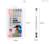 BK 12/18/24/36Colors Water-based Double-headed Sketch Marker Set For Student Stationery Writing Drawing Design Art Supplies