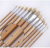 36/38 pcs Paint Brushes Set with Canvas Bag Case Long Wooden Handle Synthetic Hair Oil Acrylic Watercolor Painting Art Supplies