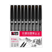 10Pcs/set Waterproof Ink Black Micron Neelde Drawing Pen Pigment Fine Line  Sketch Markers Pen For Hand-Paint anime Art Supplies