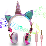 AOOKGMGE Cute Unicorn Wired Headphone With Microphone Girls Daugther Music Stereo Earphone Computer Mobile Phone Headset Kid Gift, or box