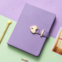 Secret notebook 135*185mm fashion simple straight pattern with lock diary heart-shaped lock creative student gift stationery