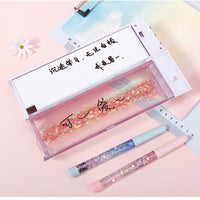 Multifunctional creative pencil case password lock quicksand stationery box large capacity office stationery school supplies