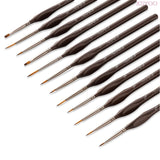 Professional 12pcs Miniature Detail Paint Brush Set Micro Fine Brushes Tiny Detailing Model Rock Acrylic Watercolor Oil Painting