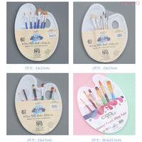 1pcs Plastic Palette Add 6 paint brush pen Art Paint Plastic Drawing Tray Color Palette for Oil Watercolour Painting Pallet