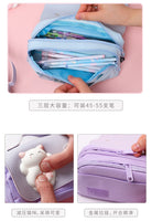 Kawaii Cherry PU Leather Capacity Pencil Case School Pencil Bag Holder Bag Pen Box For Sweet Flowers Girls Gift Pouch Stationery