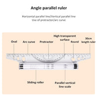 30cm multifunctional drawing ruler parallel ruler student architect design drawing angle balance ruler school supplies