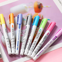 8 Colors/Set Double Line Outline Pen Student Highlighter Creative Silver Shiny Glow Pen for Gift Card Writing Drawing Stationery