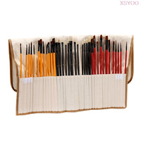 36/38 pcs Paint Brushes Set with Canvas Bag Case Long Wooden Handle Synthetic Hair Oil Acrylic Watercolor Painting Art Supplies