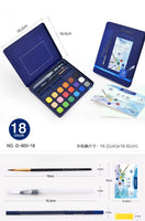 24/36/48 color solid watercolor paint set portable metal box to send pen beginner hand-painted paint painting art supplies