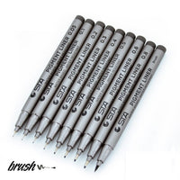 STA 9pcs/set Sketch Marker Pen Different Tip Sizes Black Pigment Liner Water Based brush Marker For Art Supplies Stationery