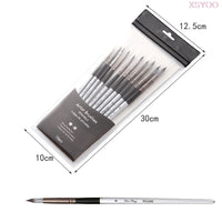 10Pcs Nylon Watercolor Painting Brush Grey Rod Paint Brushes Set Miniatures Painting Kit For Students Stationery Art Supplies