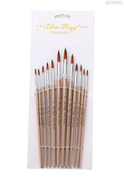 Zhuting 12pcs Paint Brushes Set Round Pointed Tip/Flat Tip Brushes with Nylon Hair for Artist Acrylic Aquarelle Gouache Painting