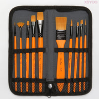 Professional 10Pcs Paint Brushes Set Add Carrying Case Nylon Hair Brush for Artists Acrylic Oil Watercolor Gouache Art Supplies