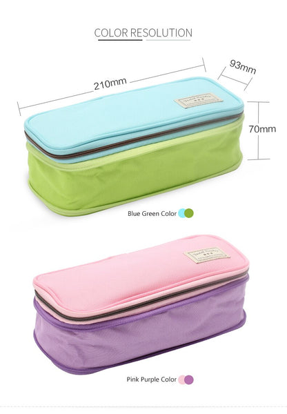 Pastel Pink Purple Green Blue Canvas Pencil Case