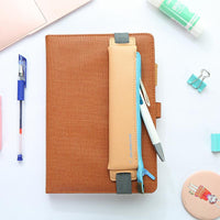 Mini 6 Colors Pu Leather Pencil Bag Elastic Buckle Pencil Case Easy Carrying Pen Bag For Book Notebook Students Art Supplies