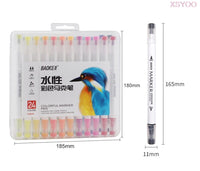 BK 12/18/24/36Colors Water-based Double-headed Sketch Marker Set For Student Stationery Writing Drawing Design Art Supplies