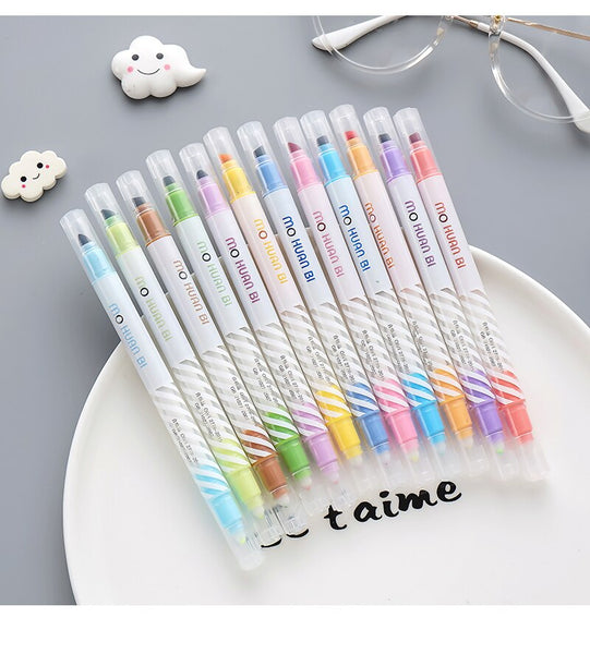 DINGYI 9 Colors Cute Pastel Highlighters Pen Drawing Liner Watercolor –  AOOKMIYA