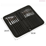 High quality New 15Pcs Paint brush Set silver Nylon hair Brush Includes Pop-Up Carrying Case For Acrylic Oil Watercolor Gouache