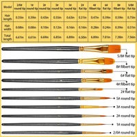 10PCS Artists Paint Brush Set Round Pointed Tip Nylon Hair Paint Brush Short Rod Oil Acrylic Brush Watercolor Pen Art Supplies