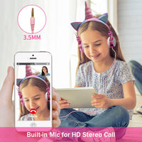AOOKGMGE Cute Unicorn Wired Headphone With Microphone Girls Daugther Music Stereo Earphone Computer Mobile Phone Headset Kid Gift, or box