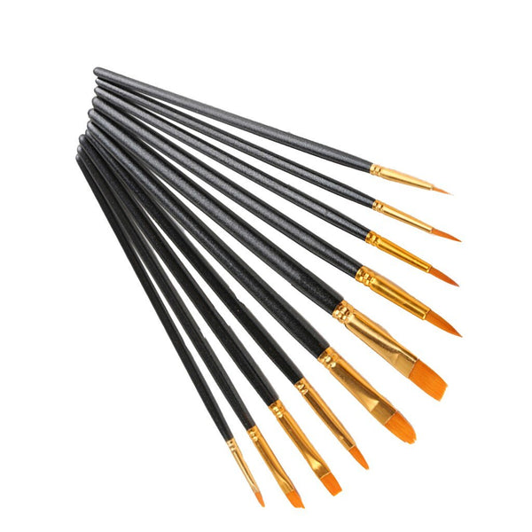 10pcs Round Pointed Nylon Hair Paint Brush Set Fine Tip Miniature  Paintbrushes for Acrylic Watercolor Oil Painting